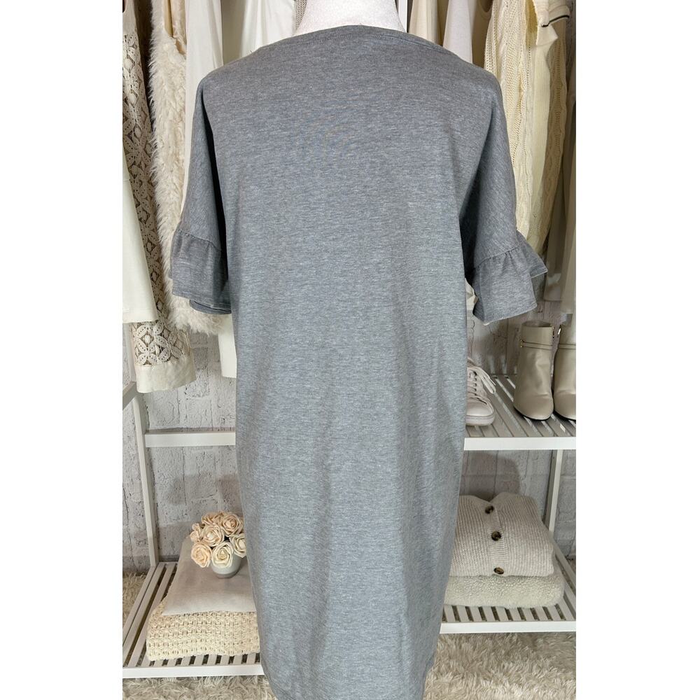 Old Navy Women's Size M Tall Gray Ruffle Sleeve Knee Length T-Shirt Dress #0291 - Picture 5 of 9